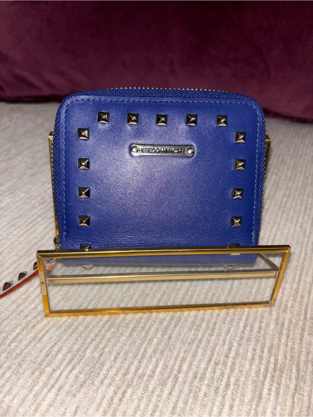 Rebecca Minkoff Sammy Studded Compact Zip Wallet EUC
